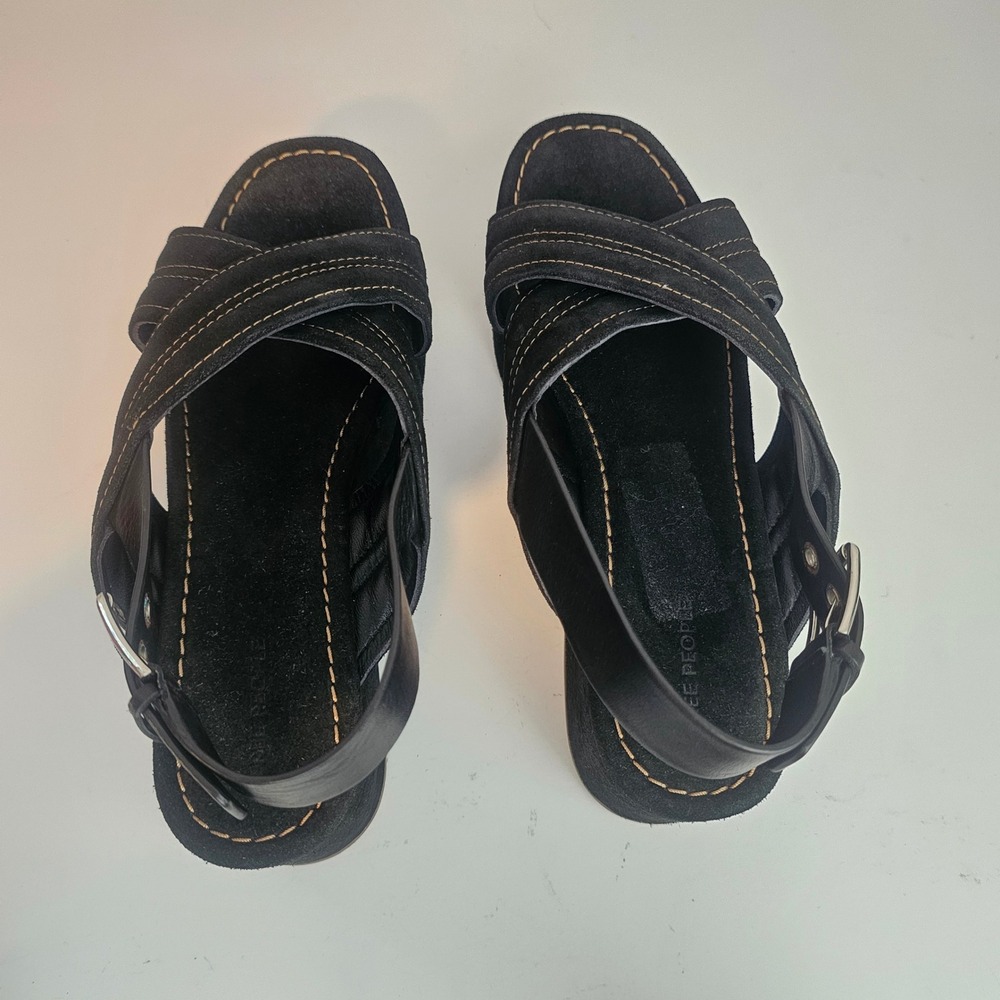 Free People 10 Beach Party Platform Criss Cross Suede Platform Sandals NWOB $148 - Picture 5 of 14